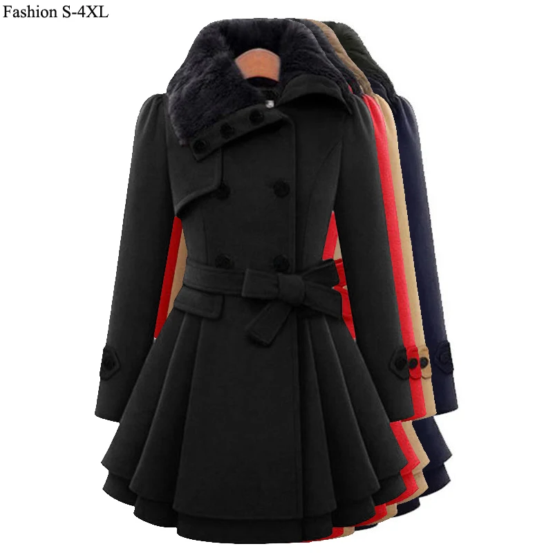 2018 Модные женские зимние пальто средней длины с поясом повседневное плотное