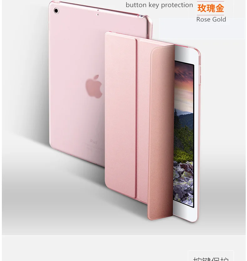 SUREHIN хорошее качество умный кожаный чехол для Apple iPad Pro 12,9 чехол года Тонкий Магнитный Прозрачный жесткий чехол - Цвет: Rose Gold