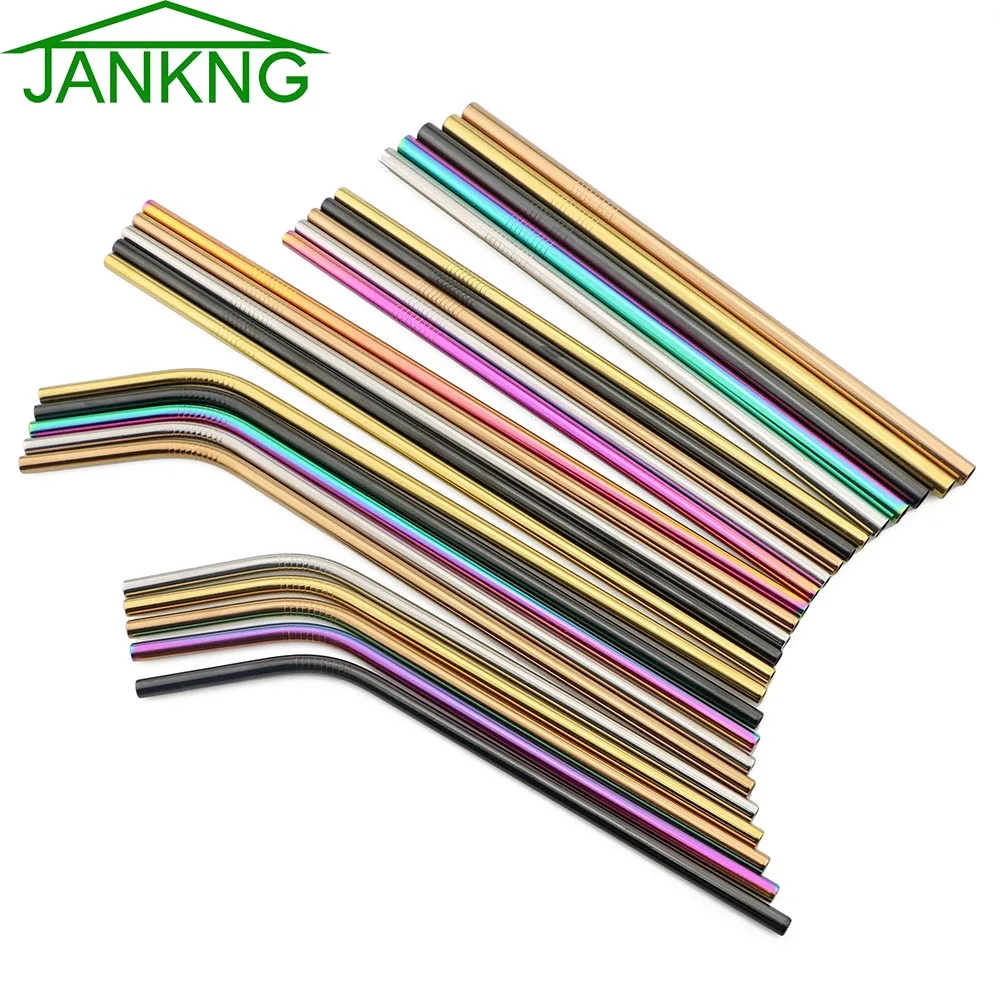 JANKNG 2-шт многоразовые металлические трубочки для питья 304 нержавеющая сталь крепкая гнущаяся Вертикальная соломинка для напитков для кружек с чистящей щеткой