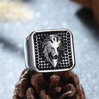 mens lion head shield ring stainless steel fashion cool finger ring