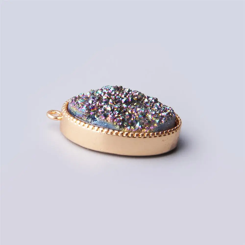 Нестандартный Золотой натуральный кулон агатес druzy Подвеска с кристаллом кулоны
