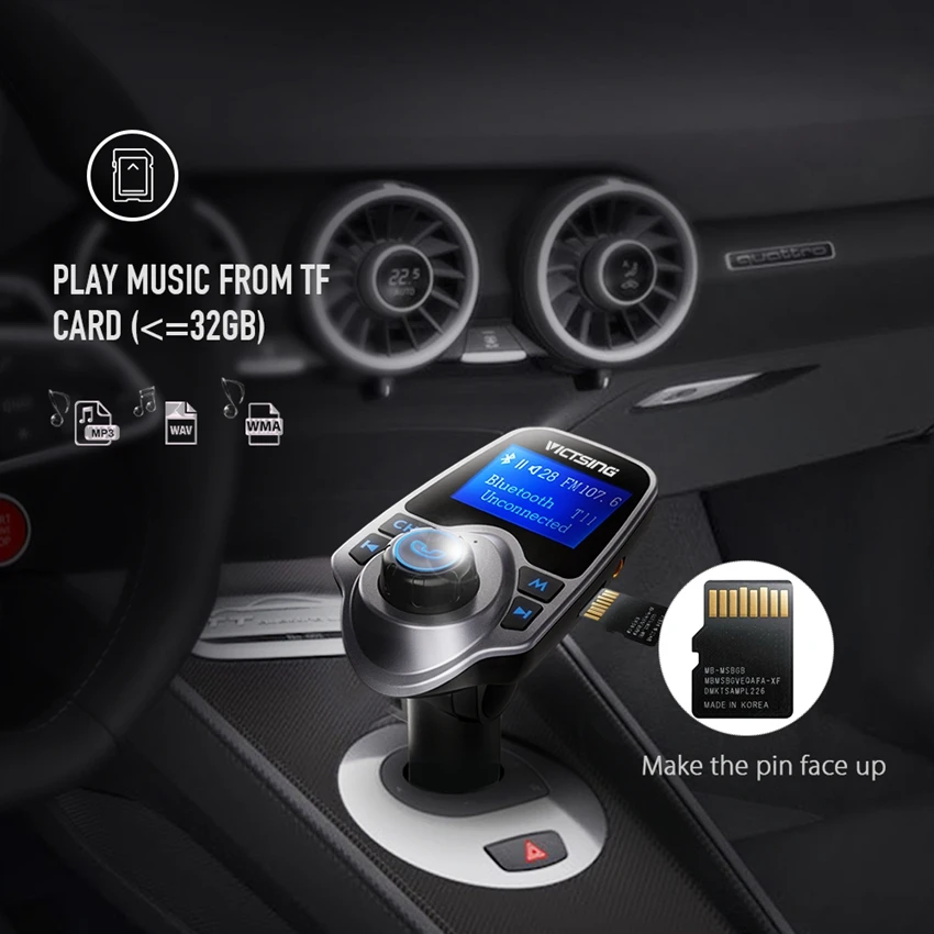 VicTsing беспроводной адаптер Bluetooth fm передатчик радио автомобильный комплект с