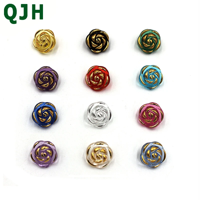 

200Pcs / batch 13mm QJH wholesale button color mixed flower wave scrapbook sewing accessories DIY craft clothing button