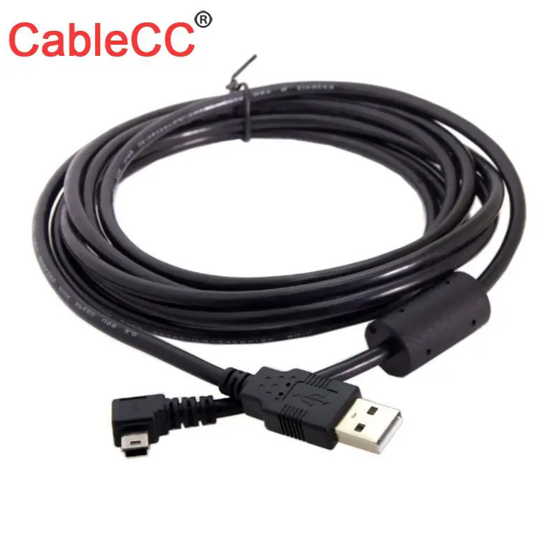 

CableCC Mini USB B Type 5pin Male to USB 2.0 Data Cable with Ferrite 0.5m 1.8m 3.0m 5.0m Left/ Right /UP / Down angled 90 Degree