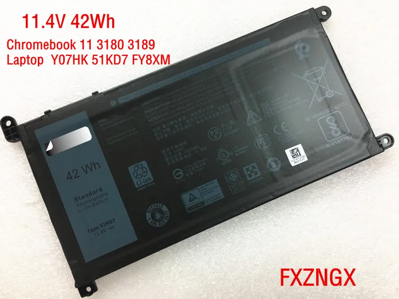 

Подлинный Аккумулятор для ноутбука 51KD7, 11,4 в, 42 Вт · ч, для Dell Chromebook 11 3180 3189 P26T Y07HK FY8XM