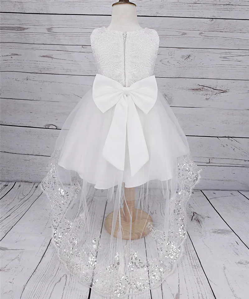 2-8 Years Girls Flower Long Tail Formal Dress Red White Lace for Baby Kids princess dress girls costumes christmas clothes | Детская