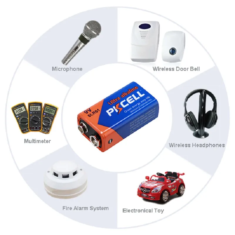 5 шт. щелочные сухие и первичные батареи PKCELL 9 В 6LF22 6LR61 PPP3 1604A неперезаряжаемые