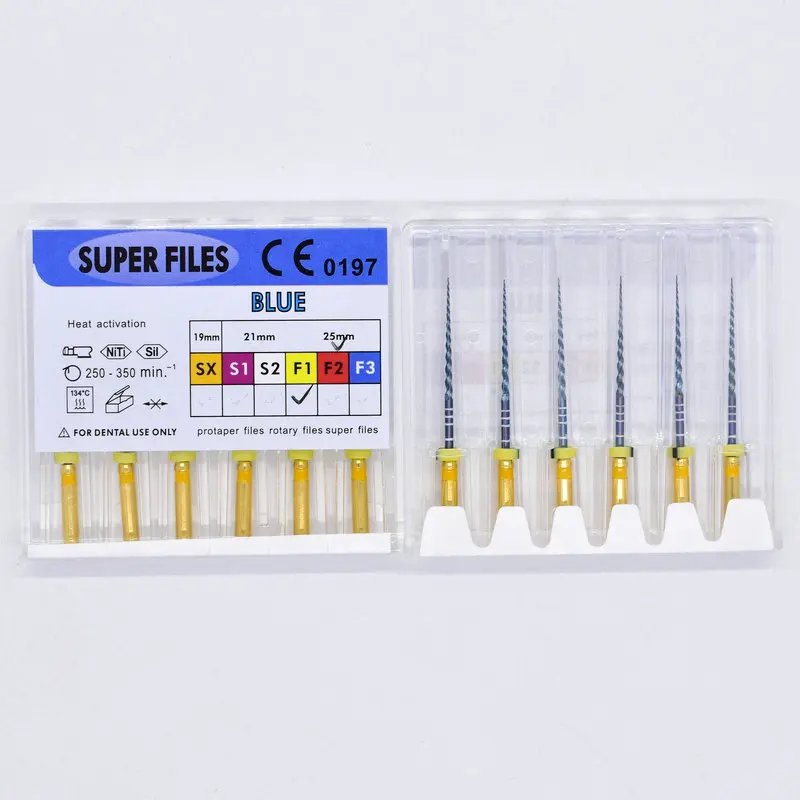 1 Набор (6 шт.) стоматологические эндороторные роторные напильники Superfile blue для