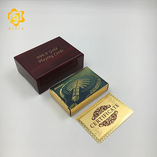 Dubai4-red-box Цветные игральные карты из фольги 24 k в Дубае 54 шт./компл. U.A.E. Покерная игровая площадка для коллекции с красной деревянной коробкой - Цвет: Dubai4-red-box