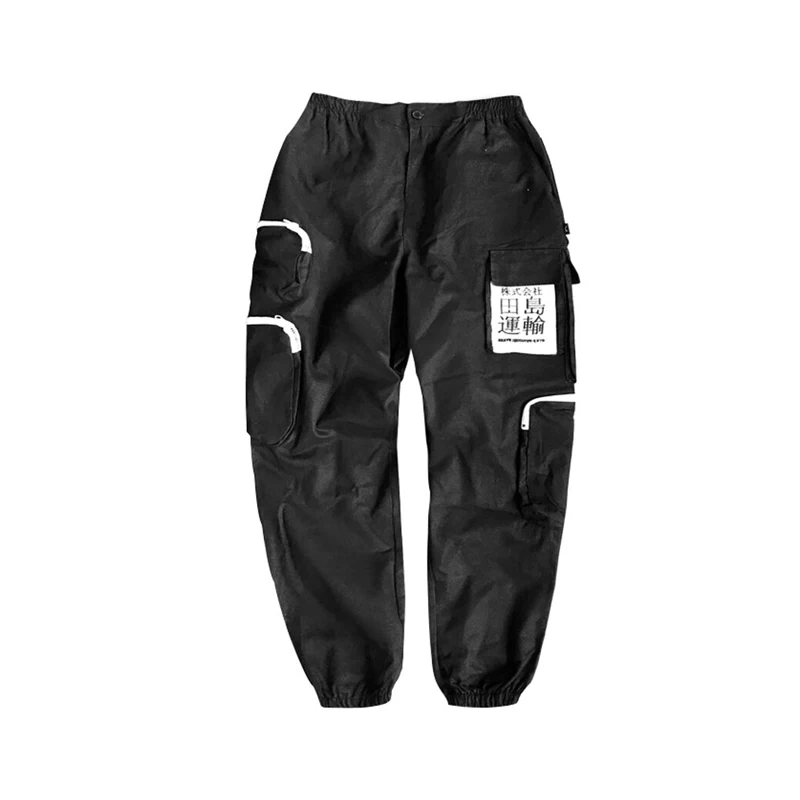 Black Loose Cargo Pants Men with Straps Beige Boyfriend Women Hip Hop Casual Streetwear Men's Summer Trousers | Мужская одежда