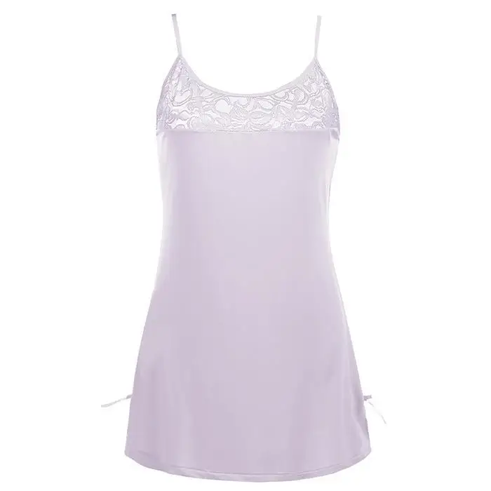 Ekouaer Plus Size Sexy Nightdress Backless Lingerie Sleep Dress Women Lace Patchwork Spaghetti Strap Nightwear Dress Sleepshirt