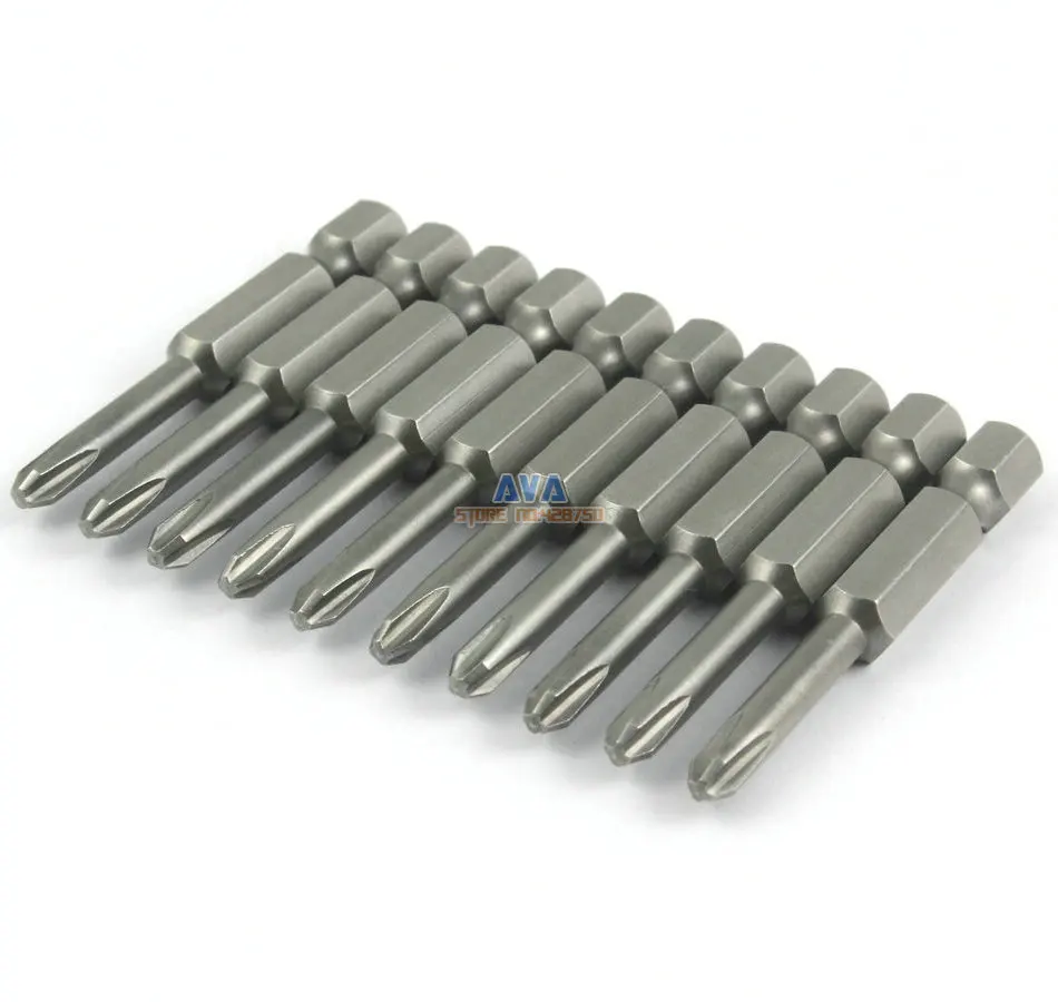 

10 Pieces Magnetic Phillips Screwdriver Bit S2 Steel 1/4" Hex Shank 50mm Long 4.0mm Diameter PH2 (50mm x 4.0mm x PH2)