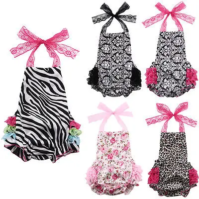 Милый розовый комбинезон с цветочным рисунком для малышей Модный в полоску