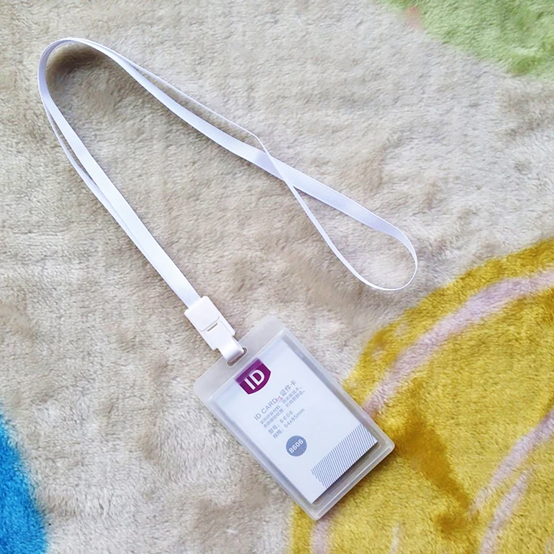 vertical White Пластиковый бизнес автобус ID держатель для карт чехол Lanyards шейный ремешок Акриловый Вертикальный горизонтальный бейдж для визиток Обложка офисные принадлежности - Цвет: vertical White