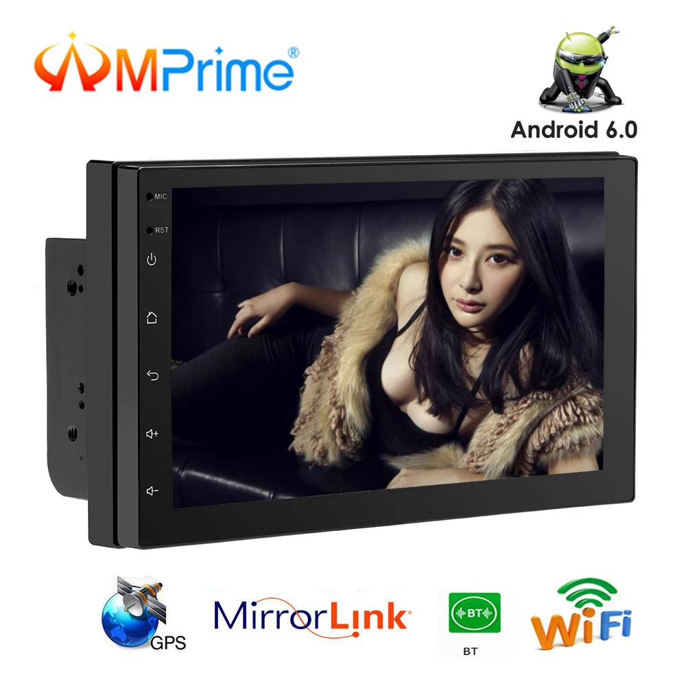 AMPrime 2 din Android 6 0 автомобилей Радио 7 'ƊG gps навигации Mirrorlink MP5 мультимедийный