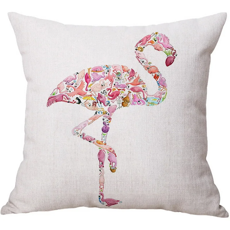 Скандинавская Простая Офисная хлопковая льняная наволочка в виде фламинго для