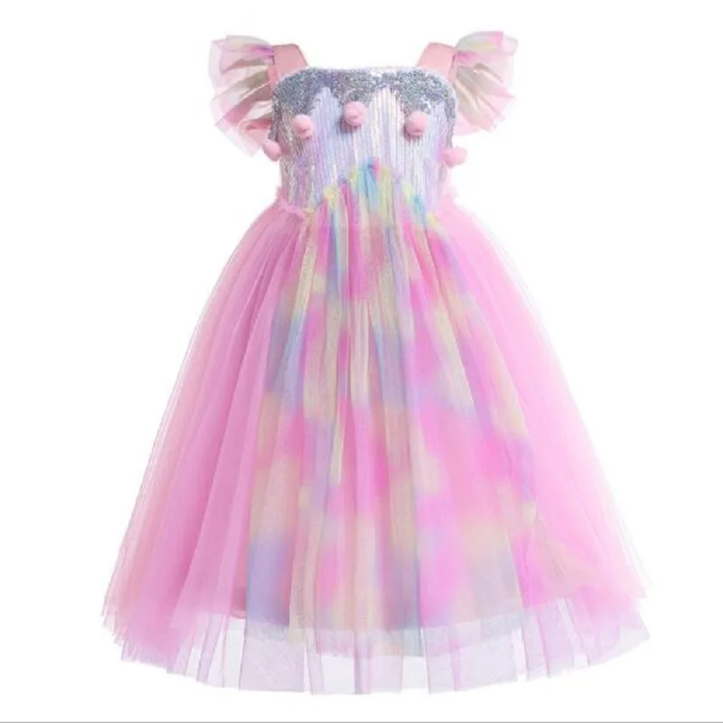Summer Girl Dress Colorful Princess Halloween Party Performance Costume Child Christmas Thanksgiving Role Playing | Детская одежда и