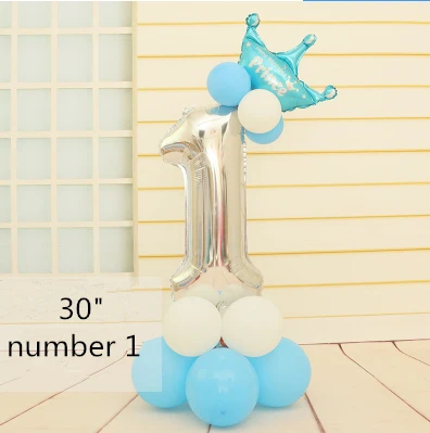 Blue 1 Детская вечеринка для мальчика день рождение украшение шар Колонка 3" Серебряный Цифровой шар цифра шары 1 2 3 4 5 6 7 8 9 воздушный шар стенд - Цвет: Blue 1