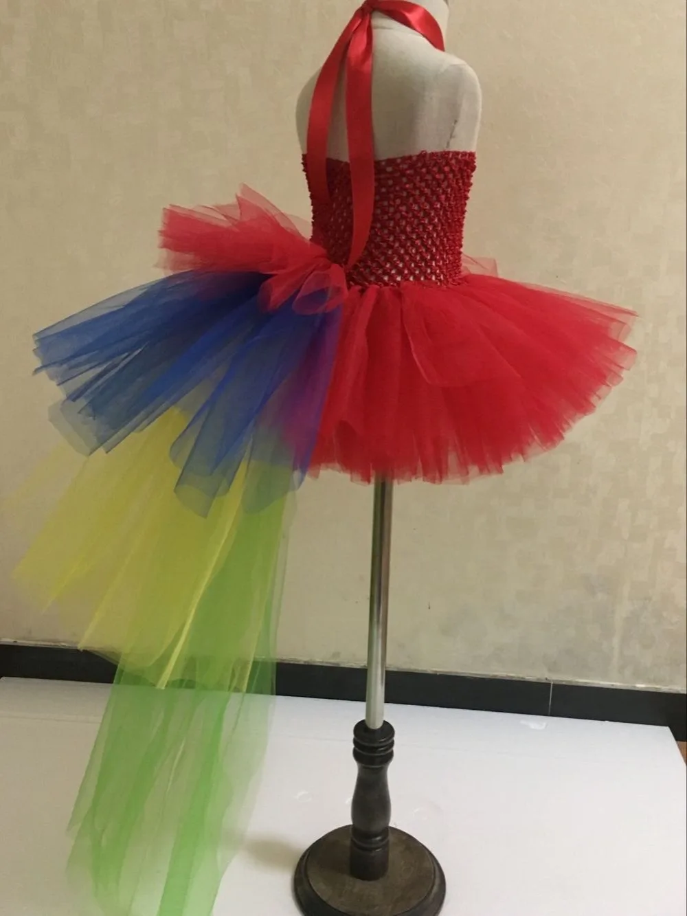 Платье детское Радужное из фатина балетная юбка-пачка с лямками и цветочным