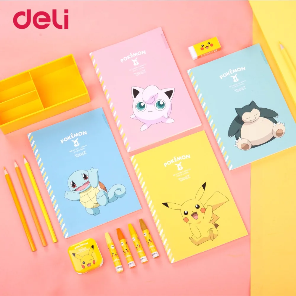 Deli pokemon сшитый переплет записная книжка бумажный Милый Пикачу четырехцветный