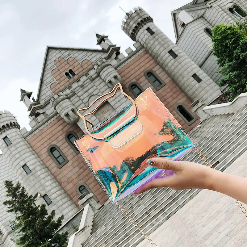 Bags For Women 2019 Clear Transparent PVC Bag Jelly Shoulder Beach Letter Candy Crossbody Luxury Sac Femme | Багаж и сумки