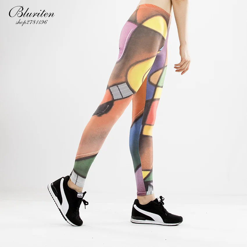 Живопись леггинсы Женские Геометрические Печатные Девушка Sexy Тонкий Женщины