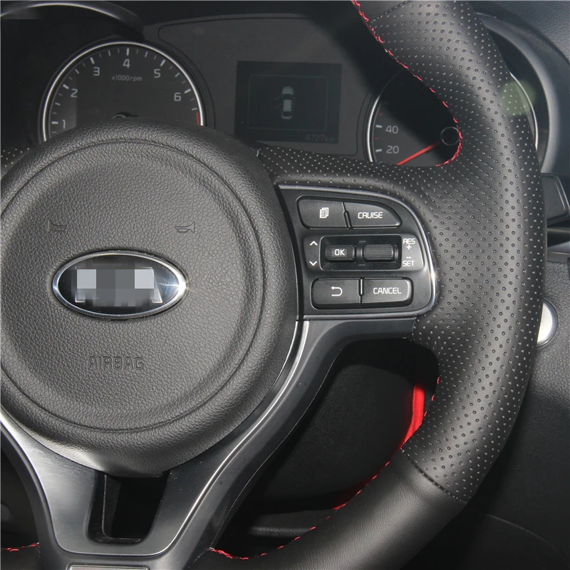 Блестящие пшеницы рука сшитый черный кожаный чехол рулевого колеса автомобиля