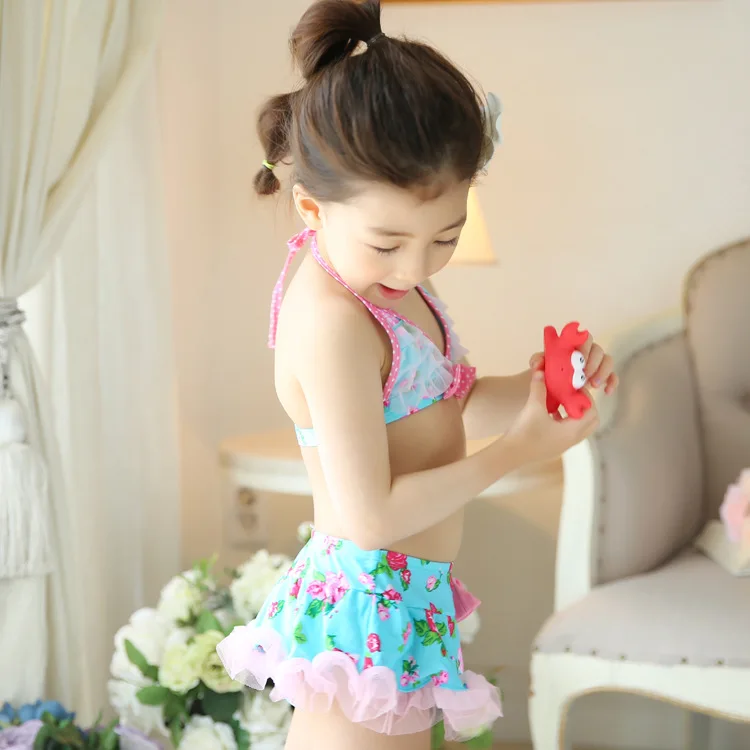 Цветок Фея бикини Детский купальник девушка Сплит юбка ребенок младенческой