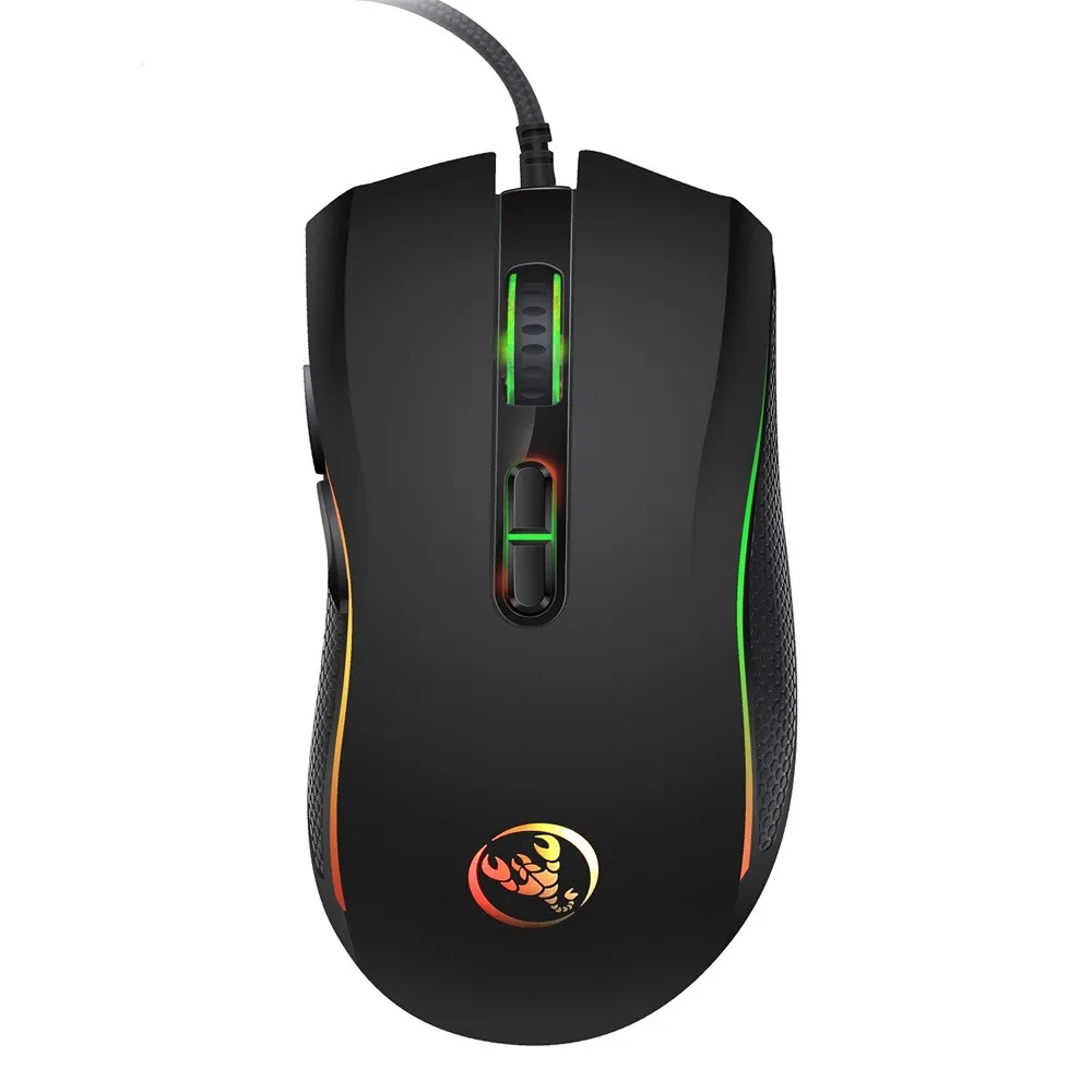 HXSJ Совершенно новая оптическая профессиональная игровая мышь 3200DPI с 7 яркими