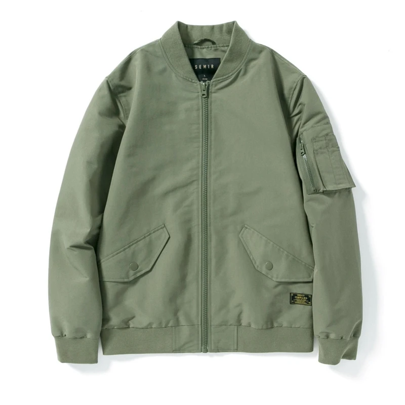 Army green SEMIR, мужская куртка-бомбер, мужская бейсбольная куртка с карманами на молнии, Мужская водонепроницаемая куртка на молнии с передним карманом, модная - Цвет: Army green