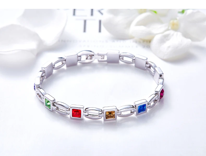CDE красочные украшенные кристаллами от Swarovski браслеты серебряные ювелирные изделия платины трендовые браслеты, ювелирные изделия