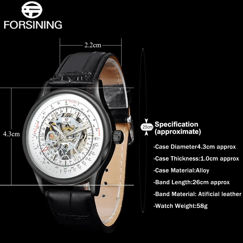 Мужские наручные часы FORSINING роскошные Брендовые Часы скелетоны ручной работы с