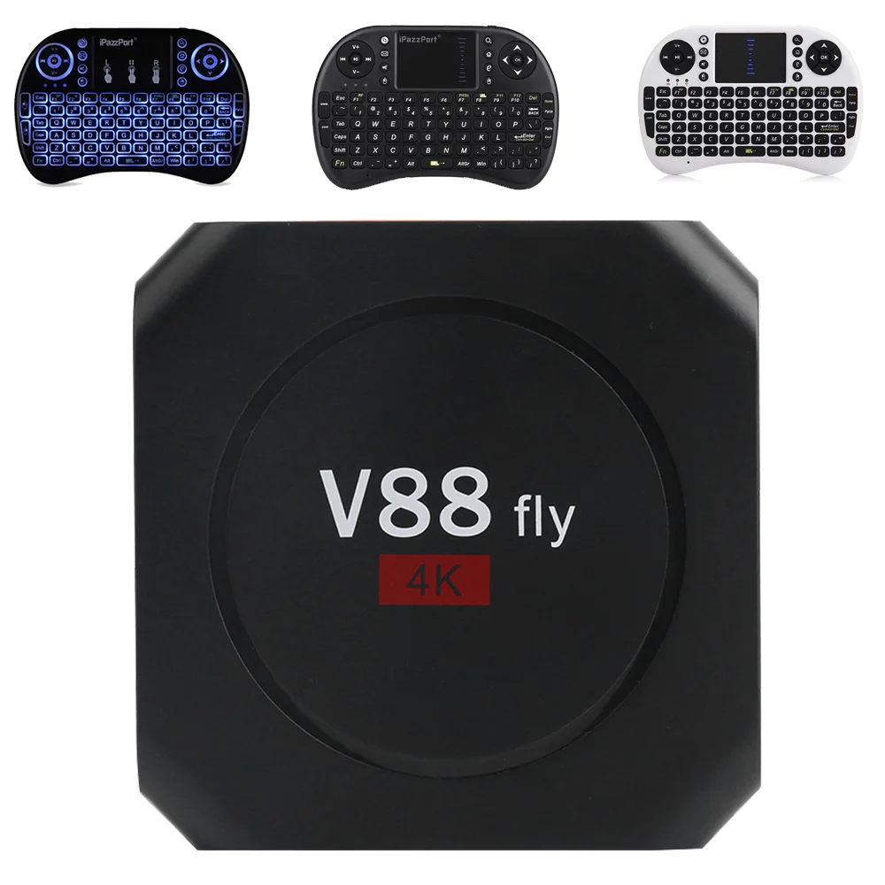 Смарт ТВ-бокс V88 Fly Android 8 1 4 Гб RAM 32 ГБ ROM RK3328 BT4.0 телеприставка 2 4G WiFi 4K Box | Электроника