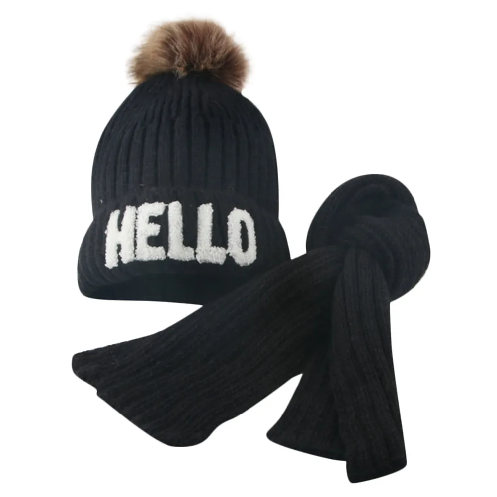 ARLONEET Cap Baby Girsl Boys Winter Cotton Knit Beanie Headwear Hat +Scarf Acrylic fiber design girls 40cm Warm | Детская одежда и