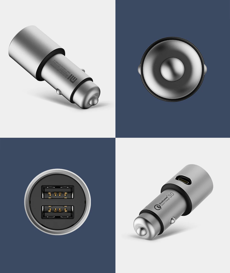 Оригинальное автомобильное зарядное устройство для Xiaomi Quick Charge 3,0 QC3.0 Xiomi 5 V/3A Dual USB 9 V/2A 12 V/1.5A для Android iOS для iPhone samsung huawei