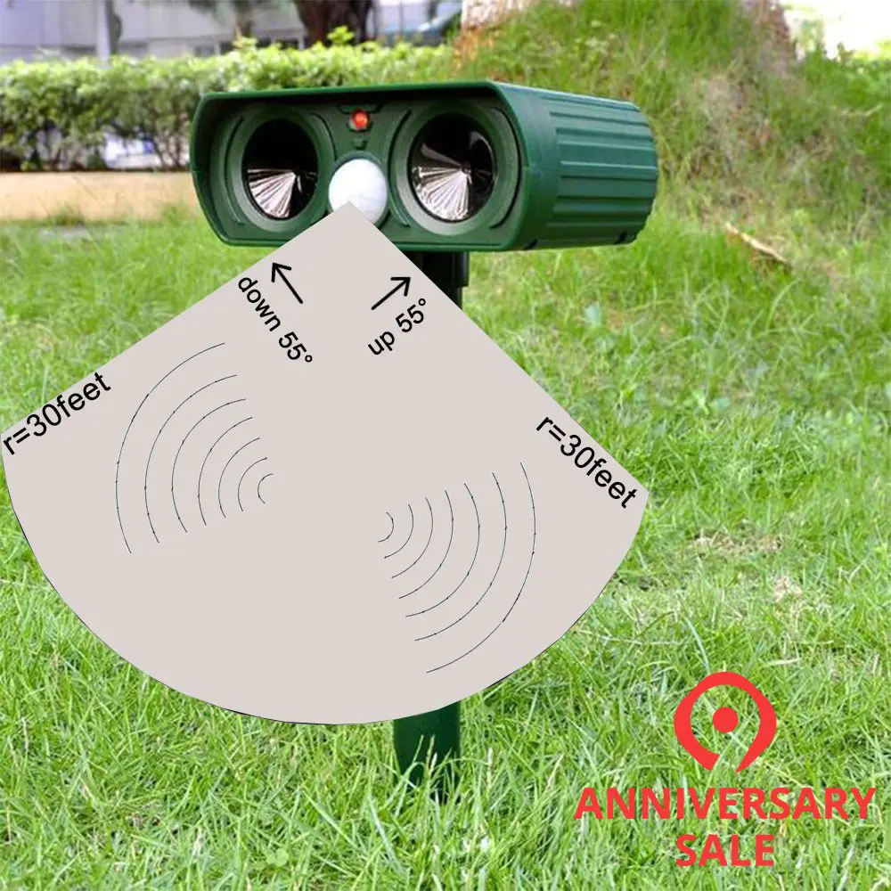 

Effective Outdoor Solar Mosquito Mouse Dog Boar Cat Wolf Snake Eagle Drive Alarm Infrared Sensor Ultrasonic Drive LED Flash Stop