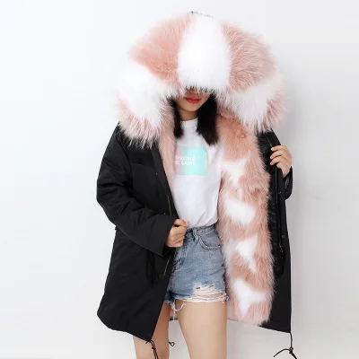 14 OFTBUY белая длинная парка пальто из натурального меха енота с капюшоном зимняя куртка для женщин натуральный Лисий Мех Подкладка Верхняя одежда новинки ins Мода - Цвет: 14