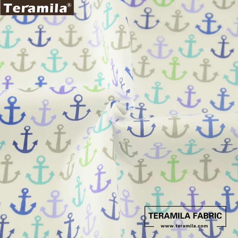Хлопок Teramila ткань с принтом цветной морской якорь высокое качество твил