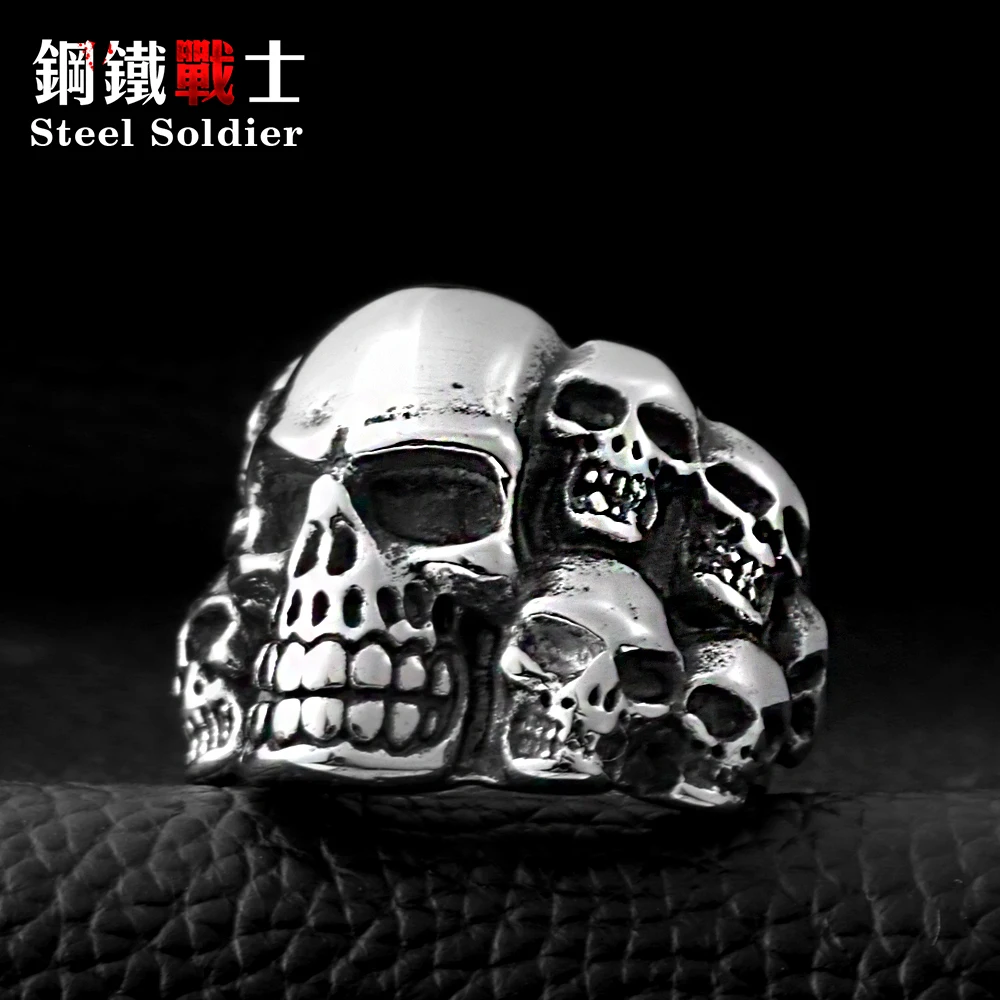 Мужское кольцо из титановой нержавеющей стали в стиле панк|skull rings for men|stainless steel