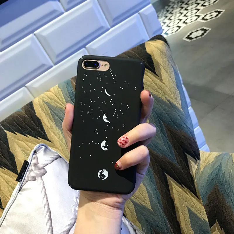 Case For iphone 6 6s 6plus Lunar eclipse Pattern Scrub Shell Man Girl Phone Cover 7 7plus Protective Hard Cases |