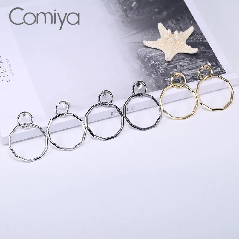 Comiya Новый дизайн личности панк моды круги серьги для Для женщин Pendientes Mujer Moda