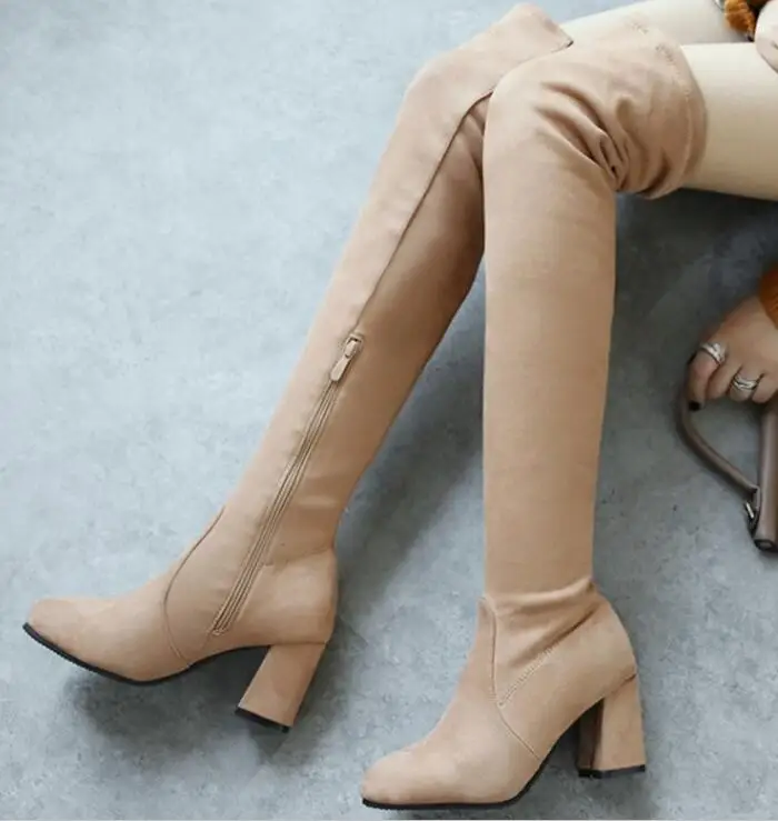 

Zapatos Mujer Fashion Shoes Woman Women Pumps Girls Chunky High Heels Ladies Wedding Winter Over The Knee Martin Boots C161188