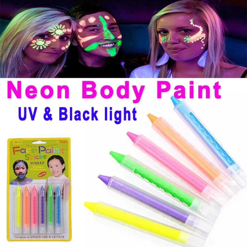 Неоновая краска для лица s тела и макияж Хэллоуина наклейка из норки пигментная