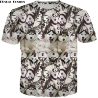 plstar cosmos drop shipping 2018 summer new fashion 3d t shirt animal siberian husky collage print menswomens casual t shirt