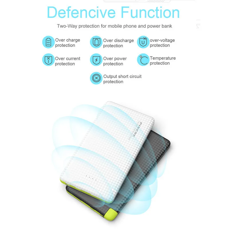 Pineng Мощность банк 5000 мАч PN 952 Комплекты внешних аккумуляторов Мощность power Bank 5V 2.1A USB Выход для iPhone6s телефонов на базе Android
