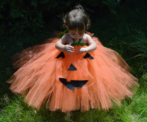 POSH DREAM Orange Little Pumpkin Kids Girls Halloween Costume Lantern Baby Cosplay Tutu Dress Adorable | Детская одежда и обувь