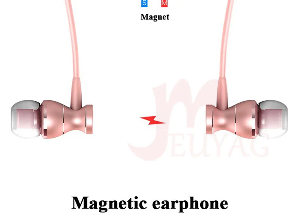 MEUYAG Metal Magnetic Earphone Sport Running In-Ear Earphones HandsFree Earbuds Headphones with Mic Stereo Headset