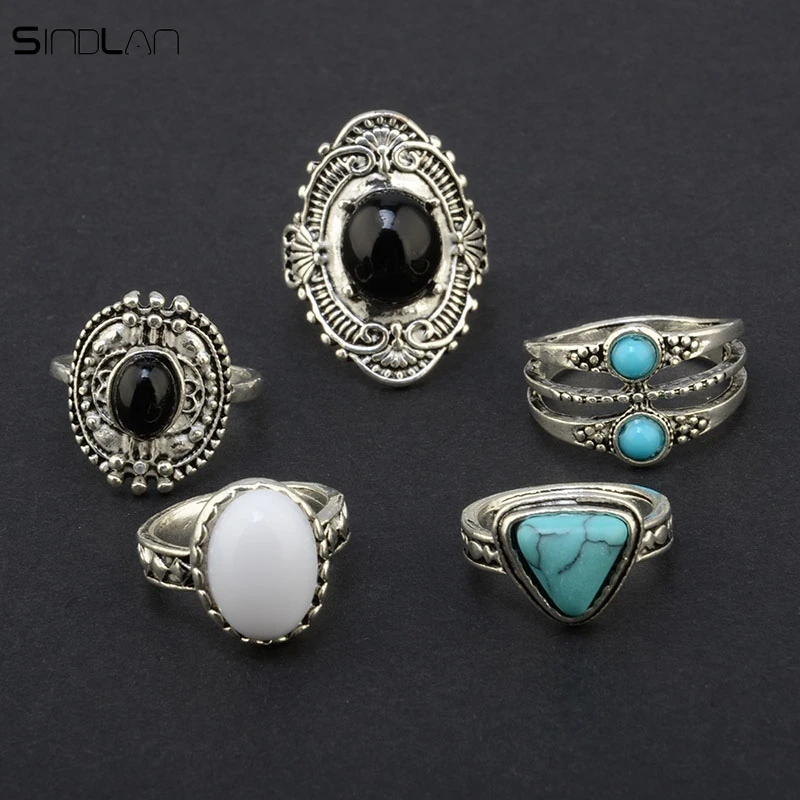Новинка модные свадебные украшения богемное кольцо 5 шт./компл. этническое синее