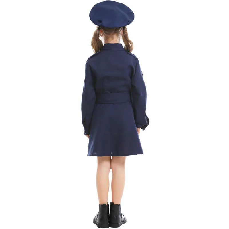 

Halloween Fantasia Police Costume for Girls Fancy Party Dress Up Kids Children Carnival Policewoman Role Play Uniform Suit