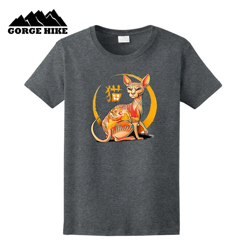 Personalized Yakuza Cat kitten kitty animals Japanese Kanji Cute T-shirt Funny Meow T shiet Original Design tshirt | Мужская одежда